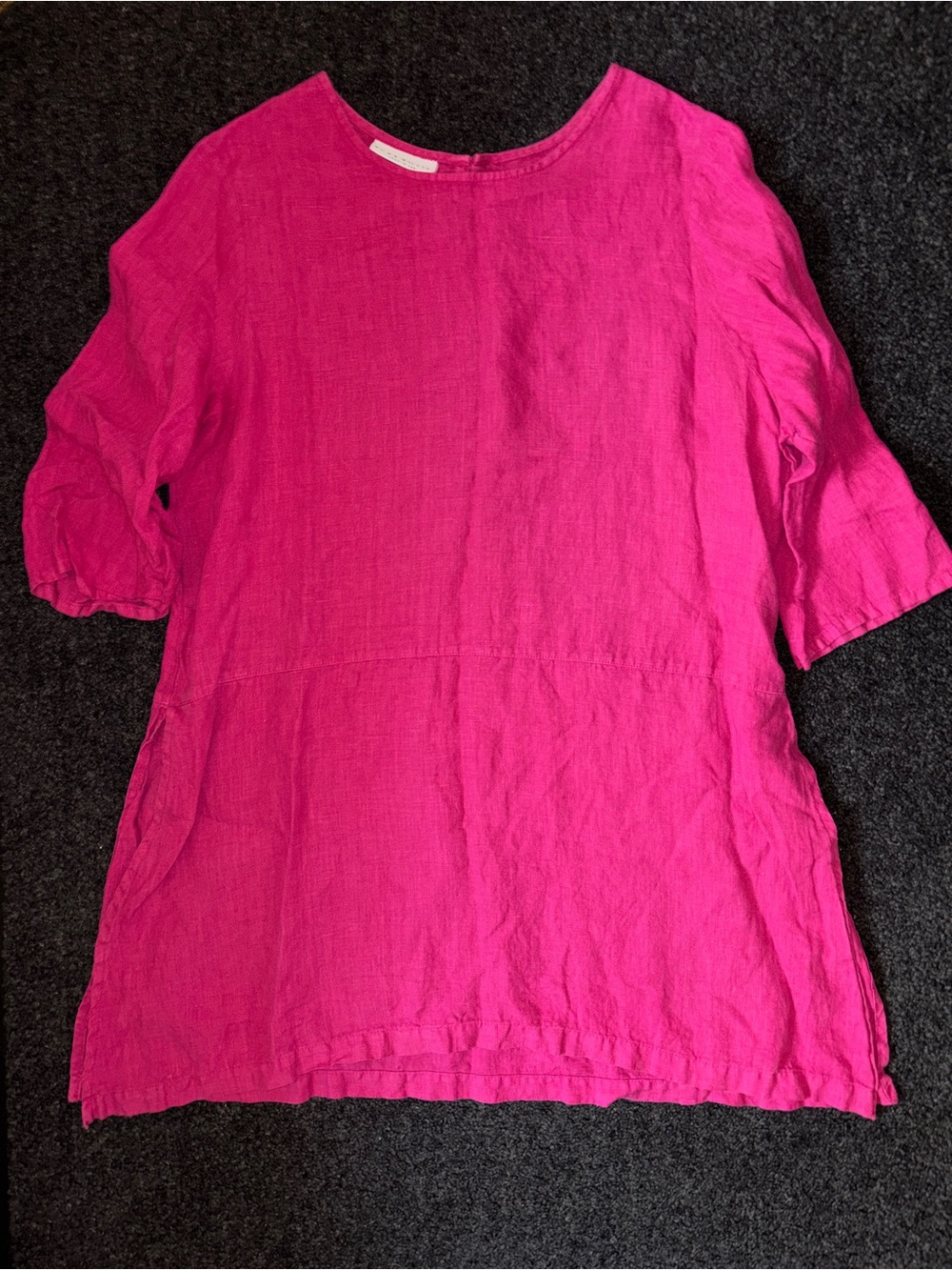 Bryn Walker Pink 100% Linen Tunic Long Top Sz L Lagenlook Side Slits Oversized